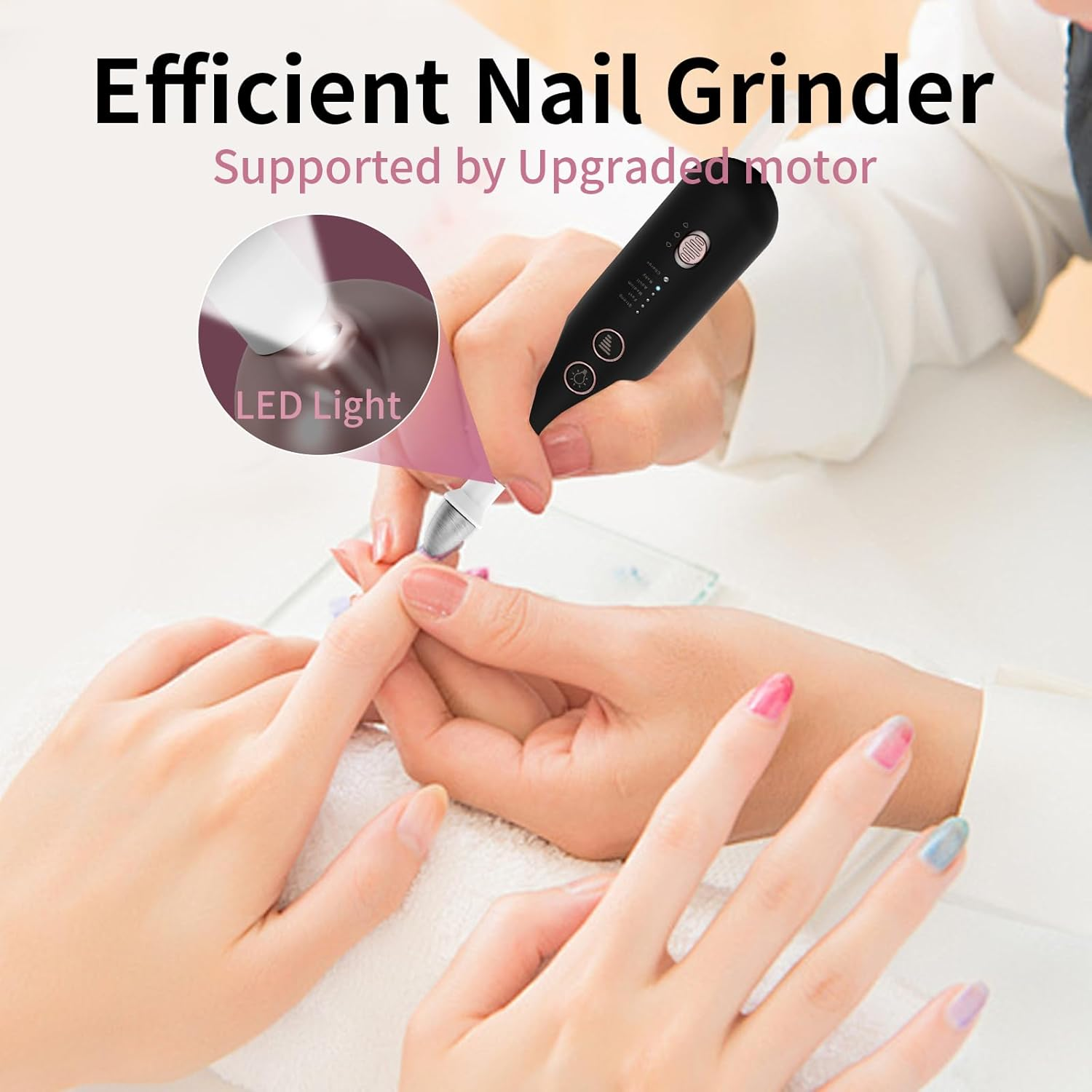 Professional Manicure Pedicure Kit, Cordless Electric Nail File Set, Rechargeable Pedicure Tools for Feet, 5 Speeds Hand Foot Care Nail Drill for Thick Nail Toenail Cuticle Women Men Baby Pets - Green image number 5