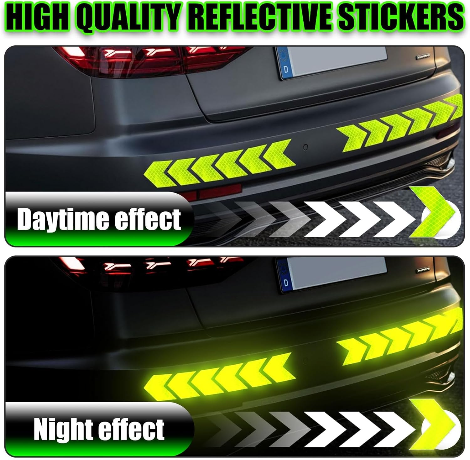 Reflective Stickers, 60 Pcs Night Warning Stickers, Outdoor Reflective Stickers for Vehicles, Cars, Motorcycles, Bicycles (6 Colors, Arrow) image number 6