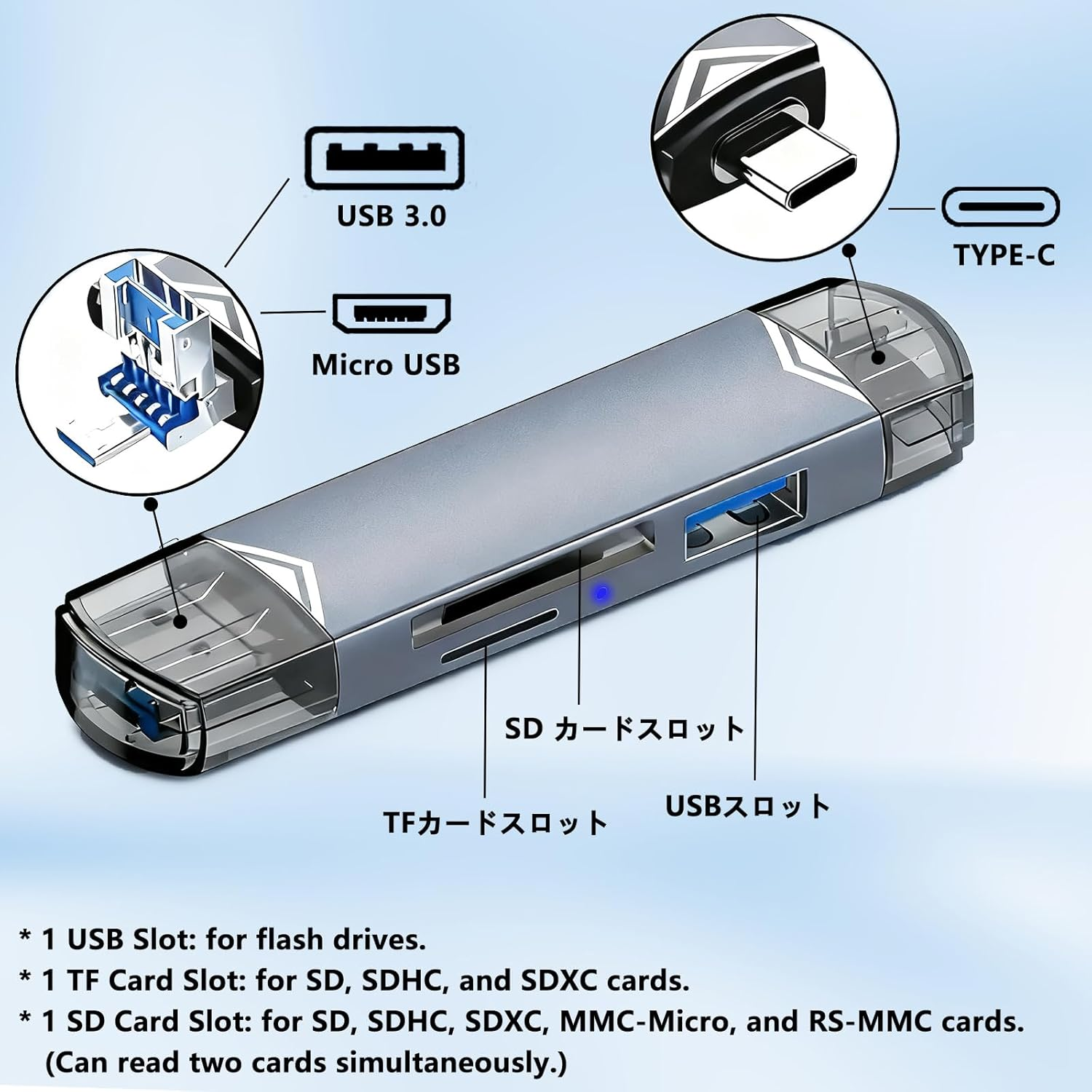 USB 3.0 Micro SD Card Reader USB C SD Card Reader 3 in 1 Type-C External Memory Card Reader OTG for USB/TF/SD/SDHC/SDXC/MMC/RS-MMC Card Adapter for PC Compatible with Android/Iphone 17/16 Pro Max/Ipad image number 4