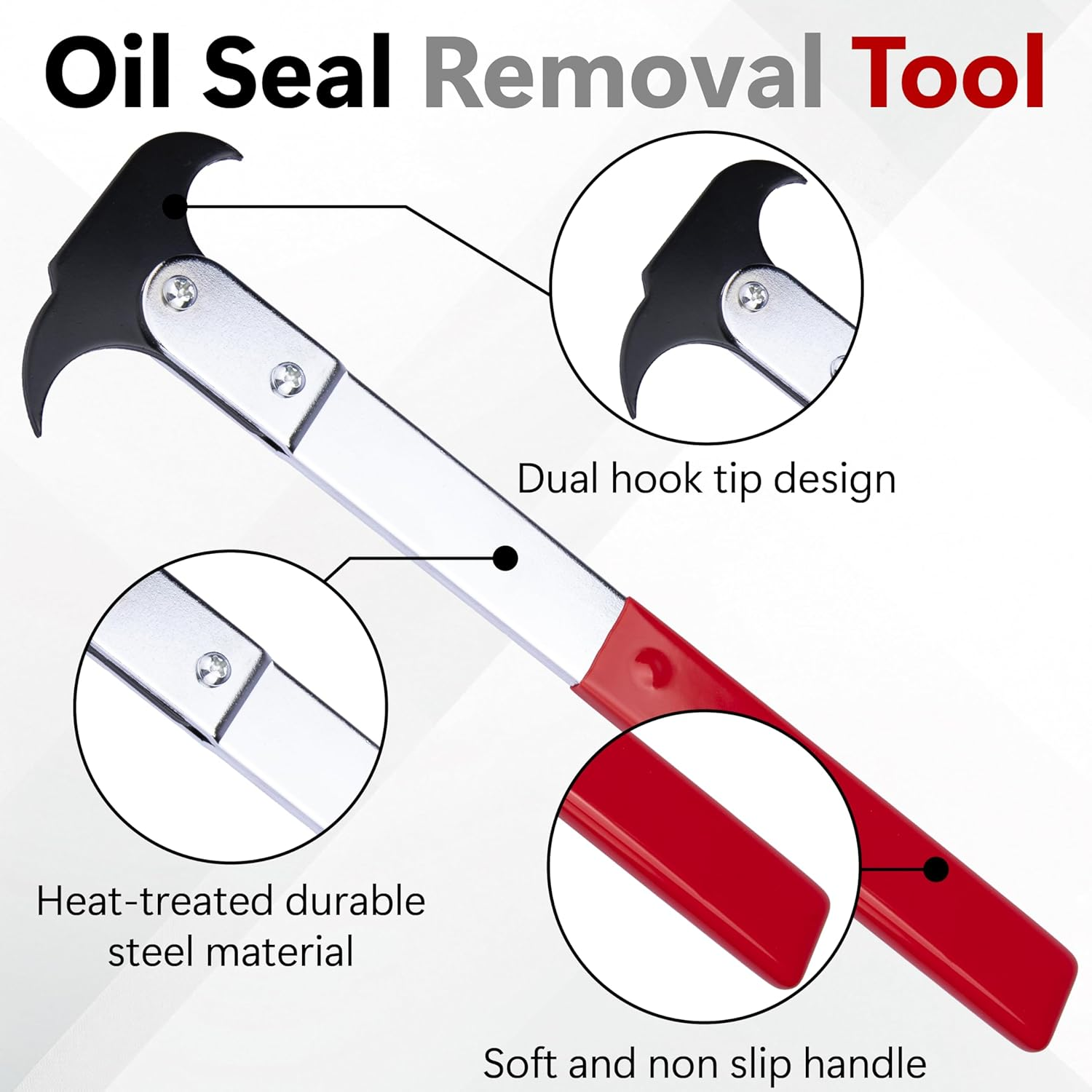 Ecocstm Seal Puller Tool, Oil Seal Removal Tool with Dual Hook, Universal Wheel Seal Twister Puller, Heavy Duty Seal Puller and Installer Kit for Oil and Grease Seals Removal image number 4