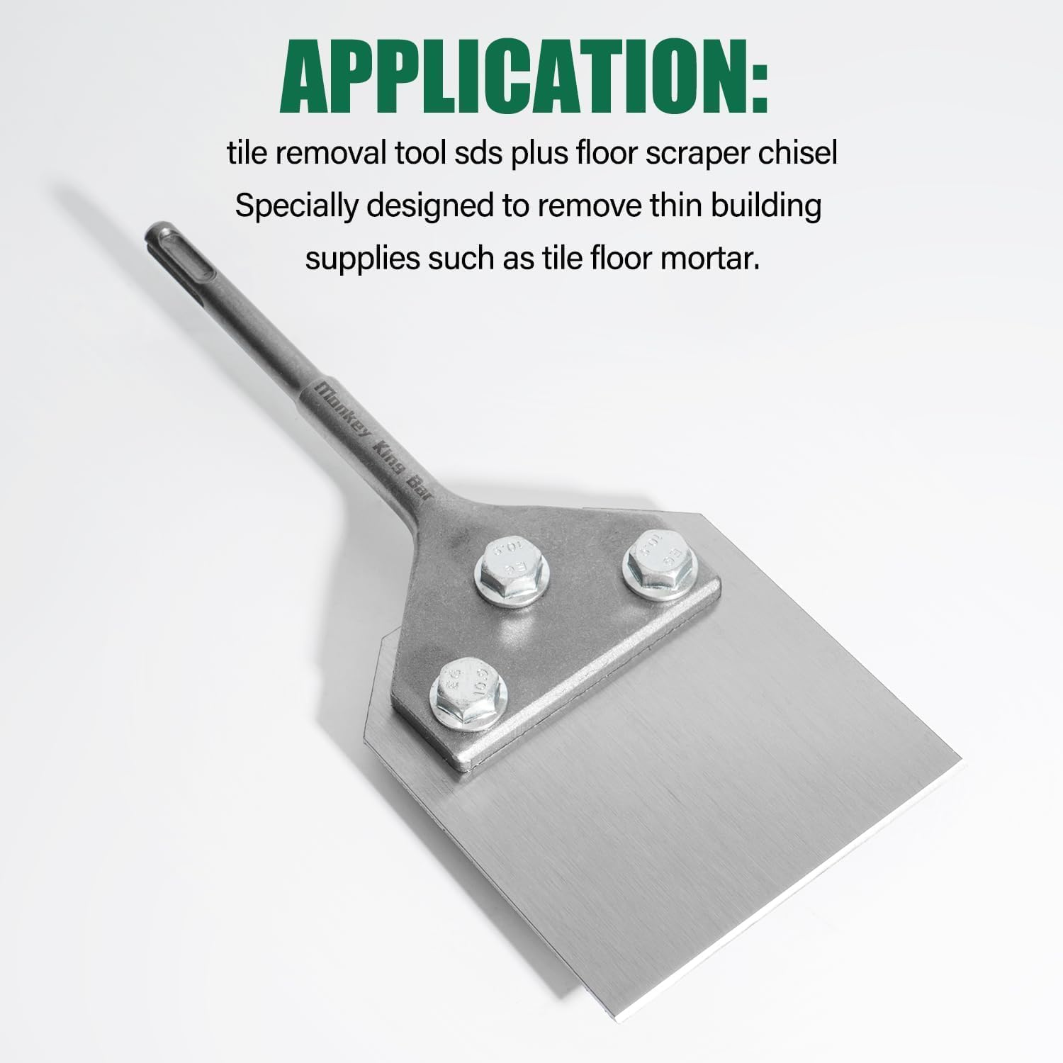 Monkeykingbar SDS plus Floor Scraper, Wide Tile Thinset Removal Tol, Floor Adhesives Remover Wall Scraper Works with SDS plus Rotary Hammer.Tile Scraper Tool (4 * 10") image number 6