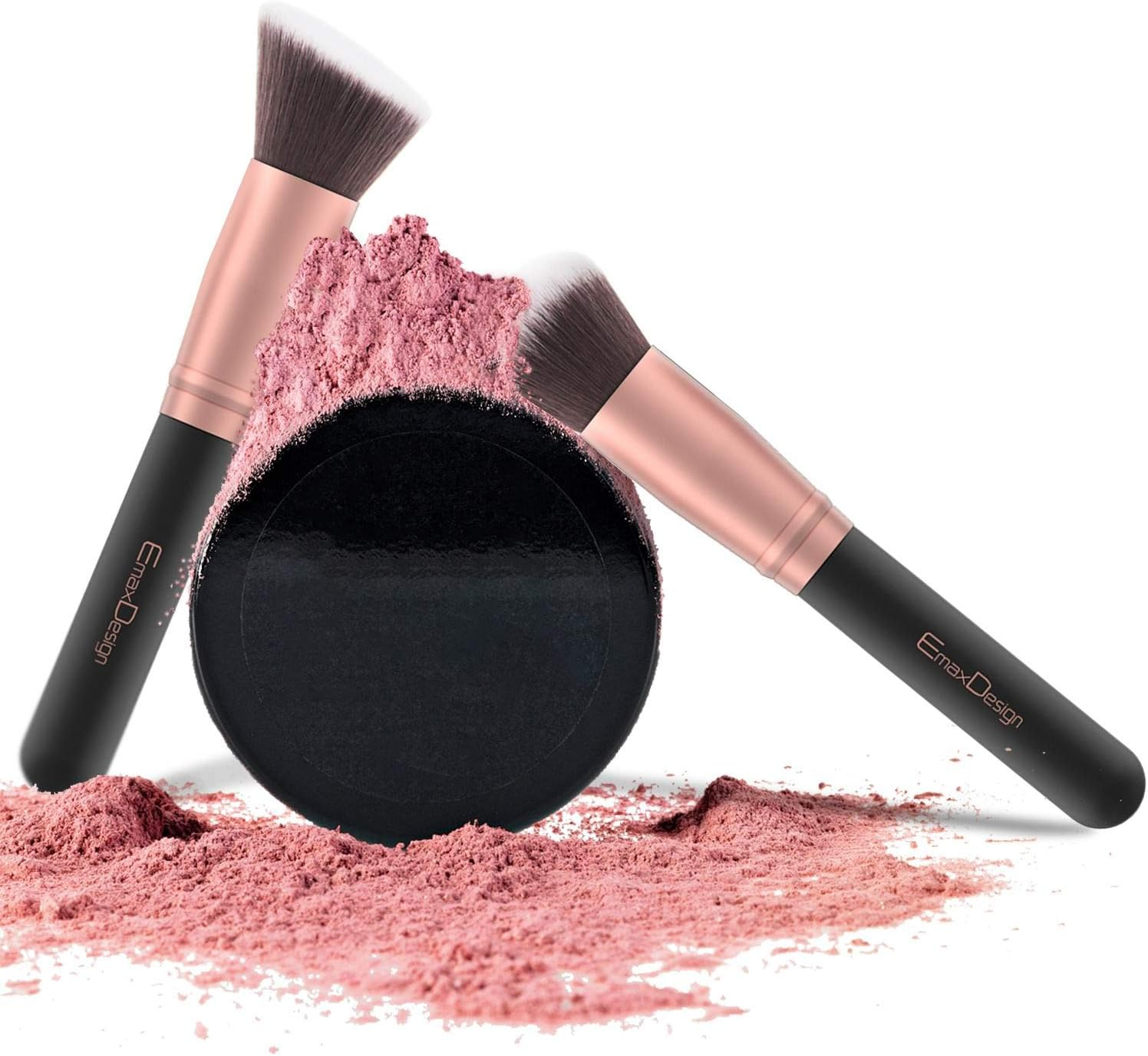 Emaxdesign Makeup Brushes 17 Pieces Premium Synthetic Foundation Brush Powder Blending Blush Concealer Eye Face Liquid Powder Cream Cosmetics Brushes Kit (Rose Gold) image number 2