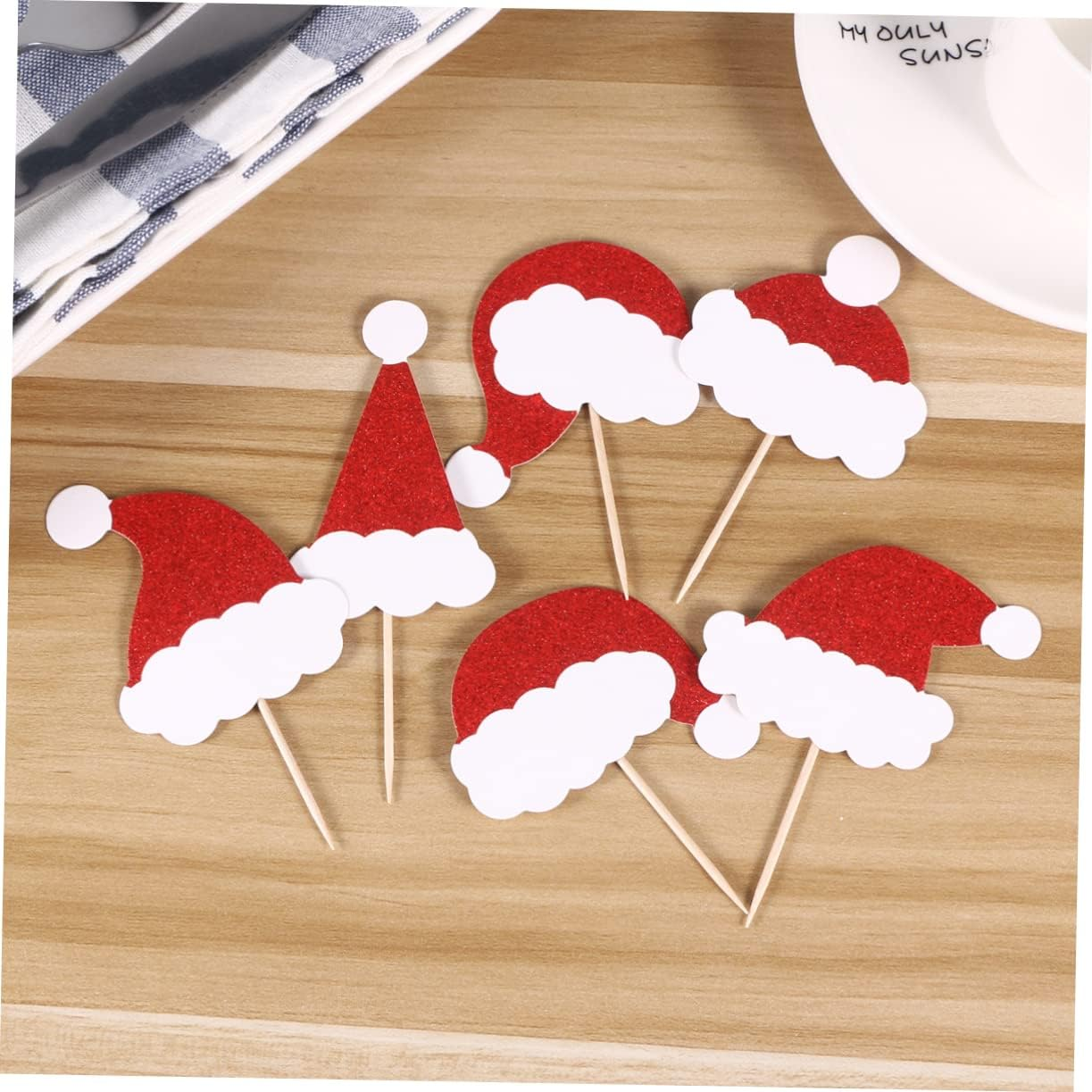 LABRIMP Design Cartoon Christmas Hat Pattern 24Pcs Cake Toppers Food Picks Decorative for Christmas Parties image number 2