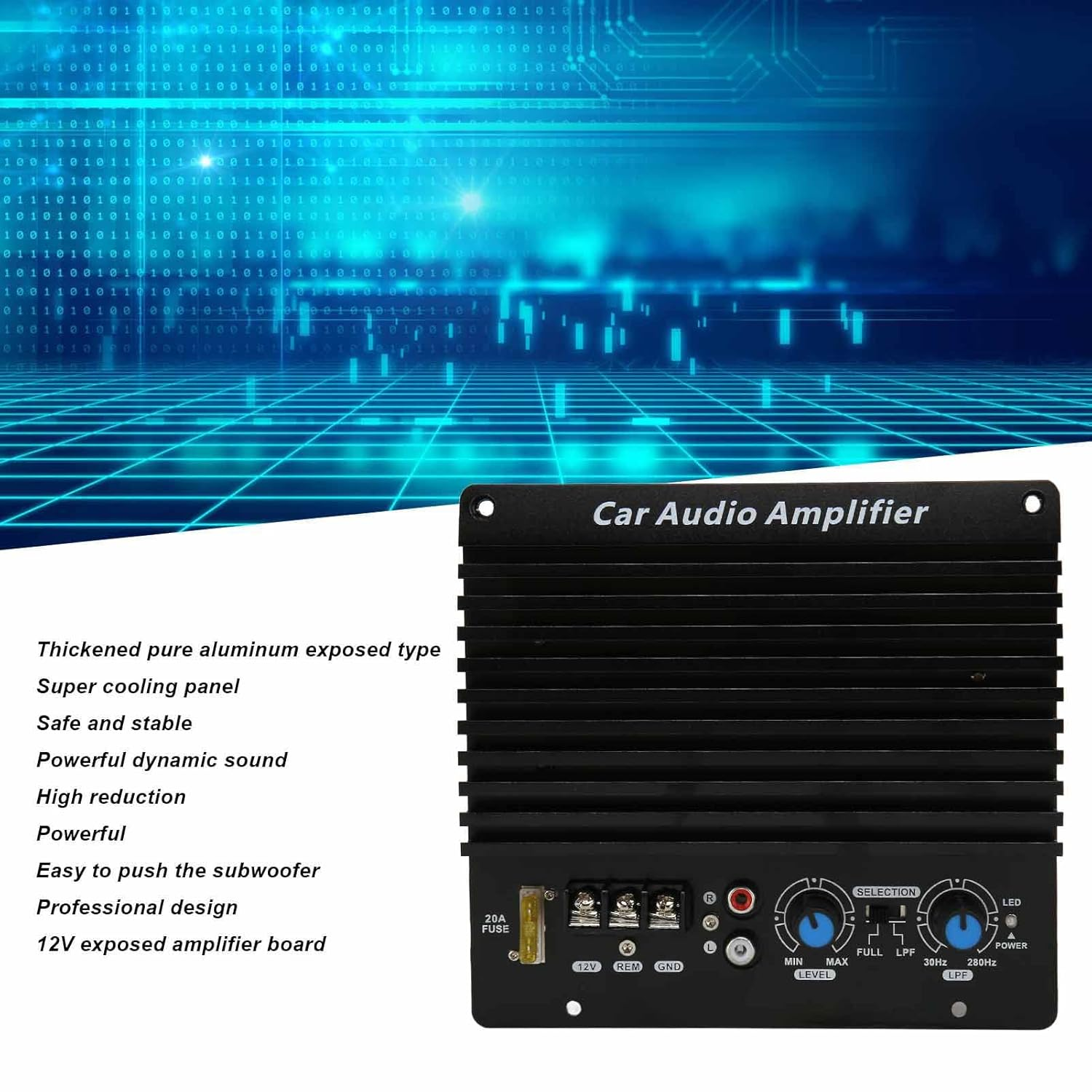 Dpofirs 12V Car Amplifier Board, 1000W High Power Car Audio Amp, Aluminum Alloy Subwoofer Plate Amplifier for Vehicle image number 3