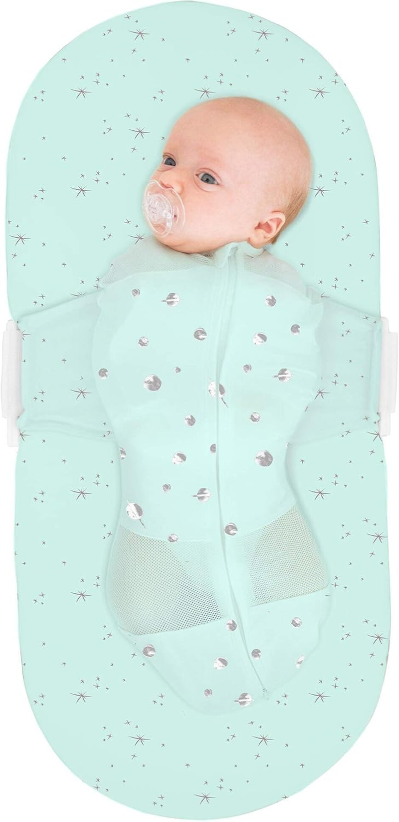 Happiest Baby SNOO Bassinet Fitted Sheet - 100% Organic Cotton Nursery Bedding - Fits SNOO Sleeper Crib Mattress (Teal Galaxy) image number 5