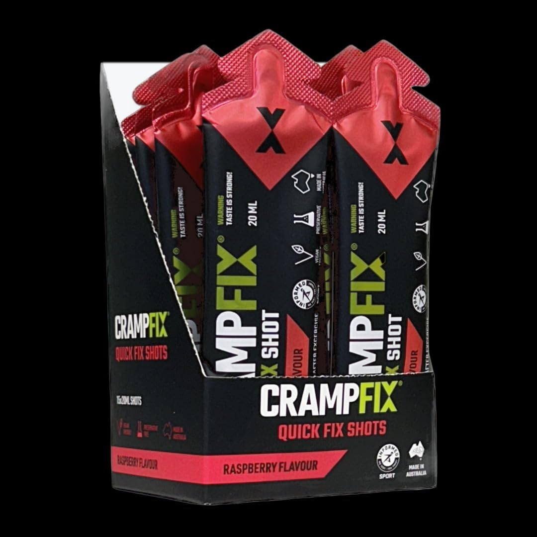 Crampfix Muscle Cramp Rapid Relief Drink, Prevents and Relieves Leg, Calf, Any Muscle, 15Pk Small Easy to Carry Sachets, All Natural Raspberry