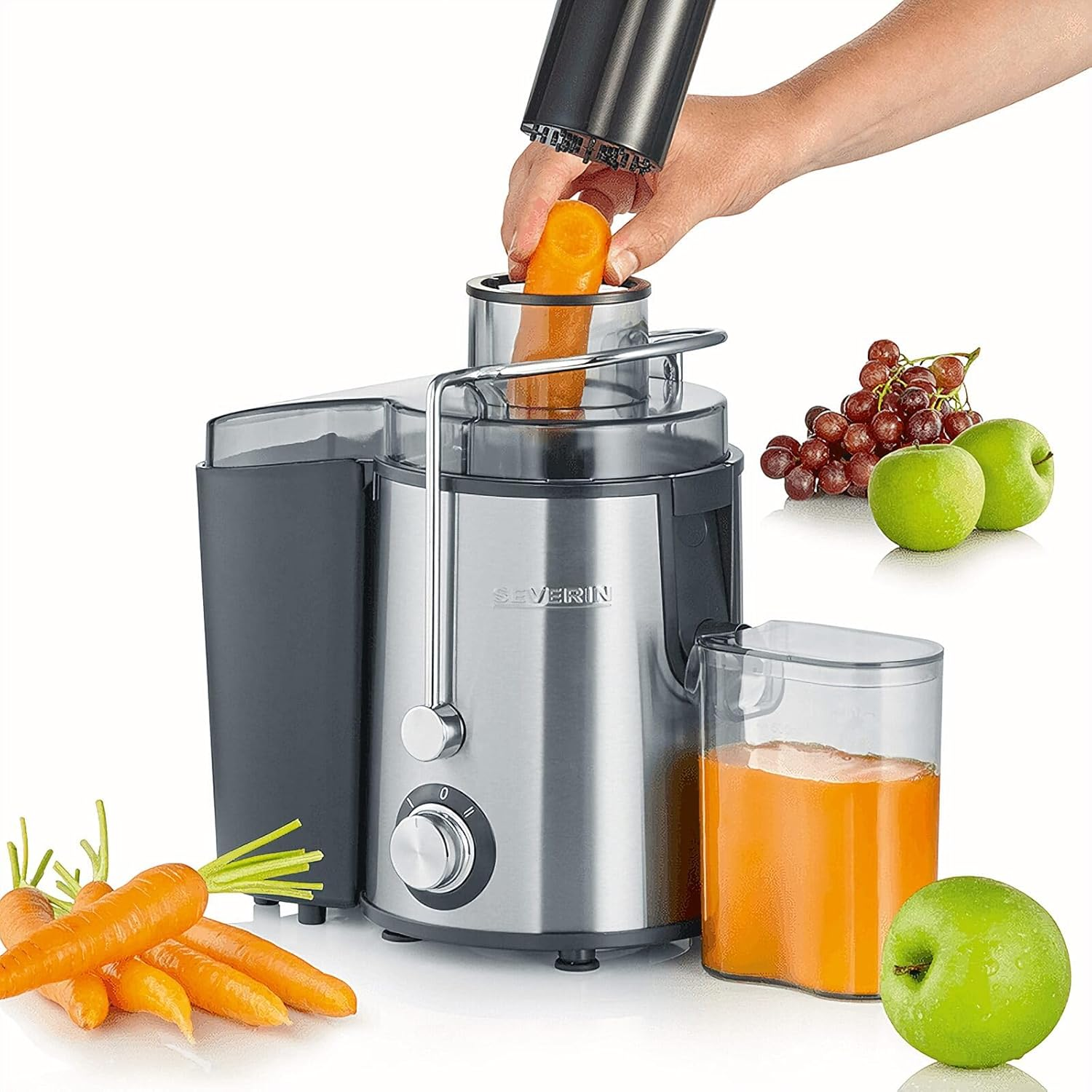 Severin Multi-Purpose Electric Juicer with 400 W of Power ES 3566, Brushed Stainless Steel-Black image number 5