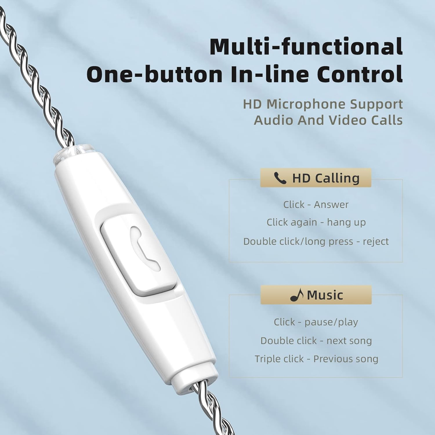 KB2208 Hifi In-Ear Monitor, High Performance DD Unit, Powerful Bass, In-Ear Headphones, Detachable Cable Design, 0.78 Mm, 2 Pin, for Musicians, Singers, Drummers (Silver, Microphone) image number 3