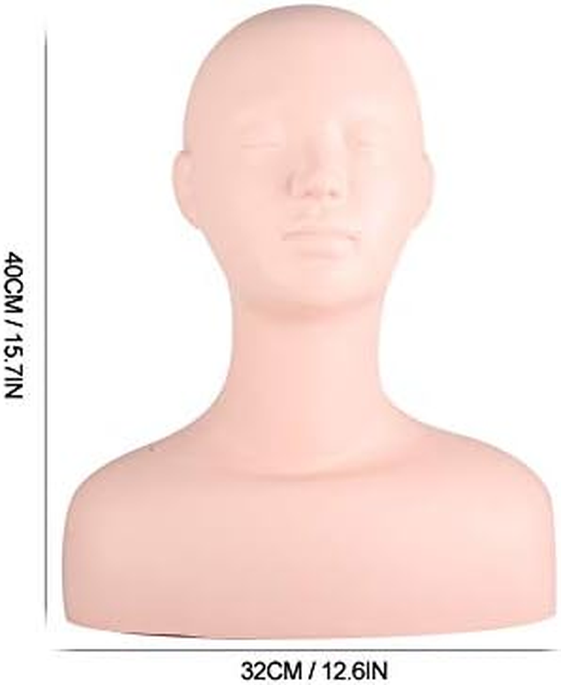 Mannequin Head, 21.3In PVC Manikin Head Mannequins with Shoulder Life Size Multi Function Soft Mannequin Head Model for Makeup, Hairdressers, Massage Practice, Eyelash Extensions image number 6