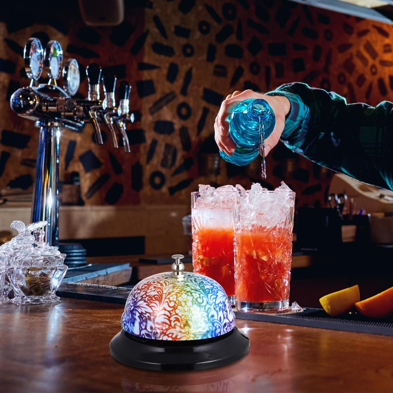 Meal Bell - Metal Service Bell for Restaurants and Home Use Loud Call for Elderly Assistance and Pet Training Multi-Color 3 35 X 3 15 X 2 28 Inches image number 5