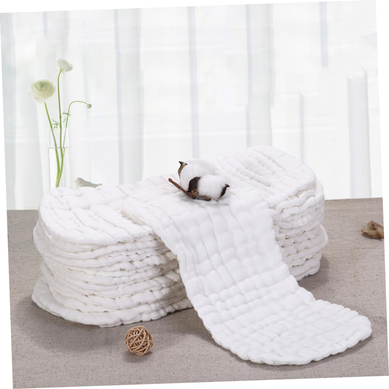 Pure Cotton Nappies Baby Diaper for Boys and Girls Reusable Absorbent Muslin Diaper Nursing Cushion Size L 46X17Cm Suitable for Newborns 0-2 Years 5Pcs image number 2