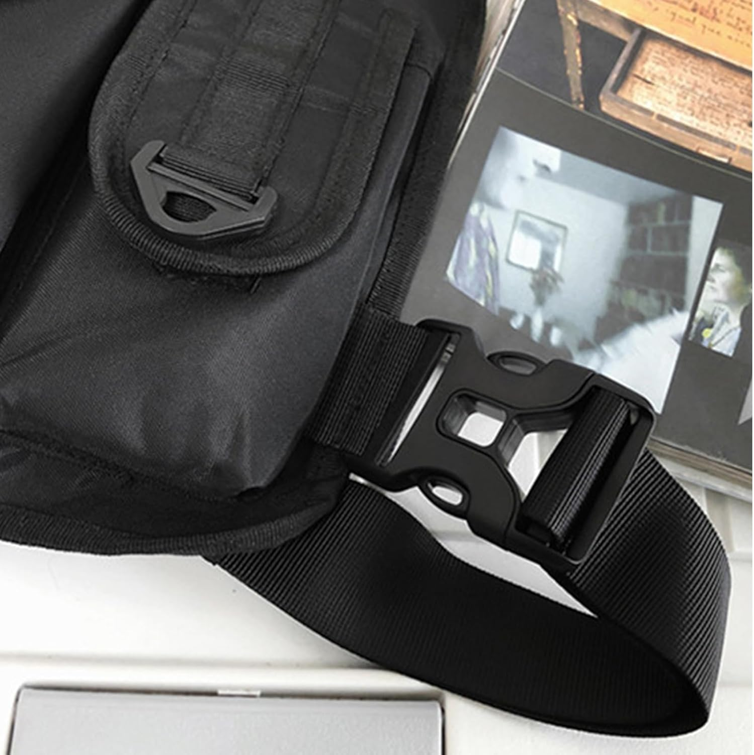 Chest Pack - Running Bag with Adjustable Shoulder Straps | Multiple Pocket Storage Organiser for Fishing, Training, Hiking, Cycling, Lightweight Waterproof Chest Rig for Men Women Outdoor image number 5