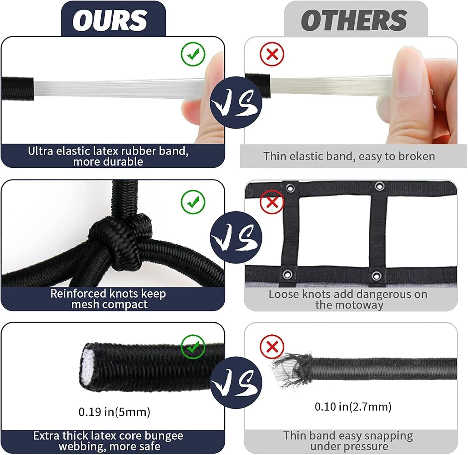 Ronluuu Cargo Net for Pickup 120Cmx180Cm Stretches to 240Cmx360Cm Pickup Cargo Net 12 Tangle-Free Clip Carabiners, Suitable Fortrailer,Ford Pickup,Chevrolet Pickup,Dodge Pickup Equal image number 2