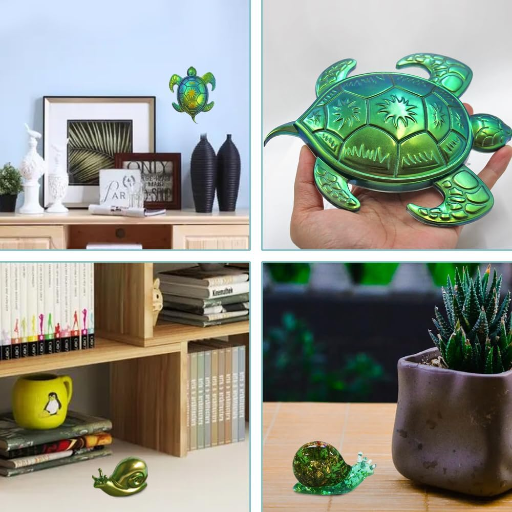 2 Pcs Resin Silicone Molds, Animal Epoxy Resin Molds, Lyflux 3D Sea Turtles and Snail, 3D Lifelike Silicone Molds for Epoxy Resin for Home Decor Desktop Ornament