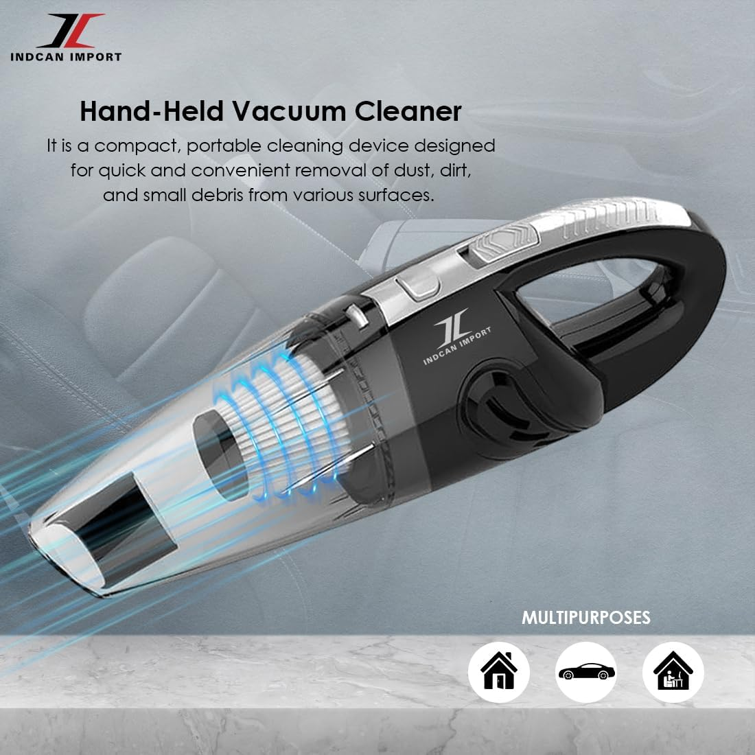 Portable Car Vacuum Cleaner High Suction Handheld Auto Vacuum for Car Interior Detailing Cordless, Powerful & Lightweight Mini Vacuum for Cars, Trucks & Suvs image number 2