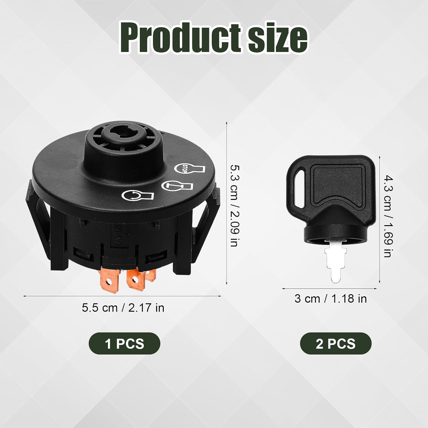 Lawn Mower Ignition Switch, Premium Lawn Tractor Ignition Key Switch with 5 Terminals Starter Ignition Compatible with Exmark Toro for Z Master Time Cutter SS ZS Series and Other Brand Lawn Mower image number 2