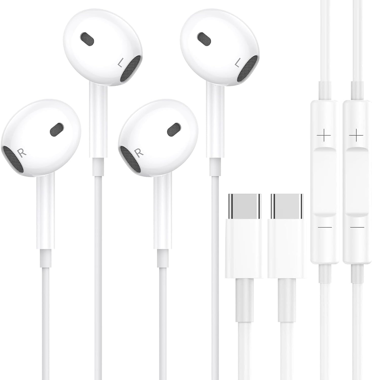 2 Packs USB C Wired Headphones for Iphone 16/15 Pro Max Plus, Type C Earbuds with Mic & Volume Control Nosie Reduction, Earphones Hifi Stere for Ipad Pro, Galaxy S23/S22/S21/S20/Ultra Note 10/20 image number 1