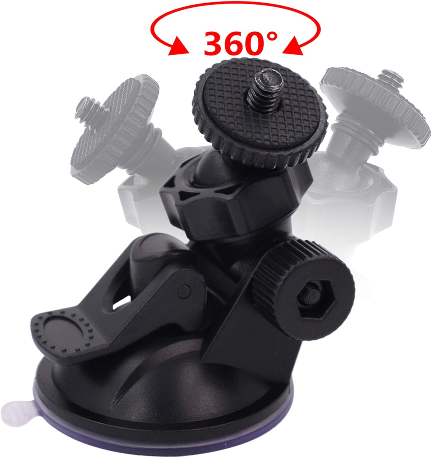 Isaddle CH01A 1/4" 1/8" Thread Camera Suction Mount Tripod Holder in Dash Cam Mount Holder - Screw Tripod Windshield Holder Fits Sony/Canon/Ricoh/Hp/Gopro/Oculus (M4 M6 Screw Join Ball Included) - Mini 3M Base image number 6