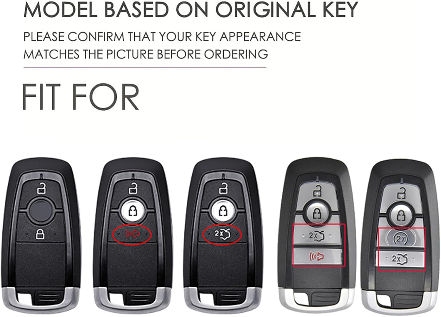 Ontto Leather Car Key Fob Cover Fit for Ford Ranger Everest Transit Custom Kuga Mustang Ecosport Key Case Holder Shell Key Chain Keyring Protector Accessories 3/4 Buttons - 1-Pink image number 6