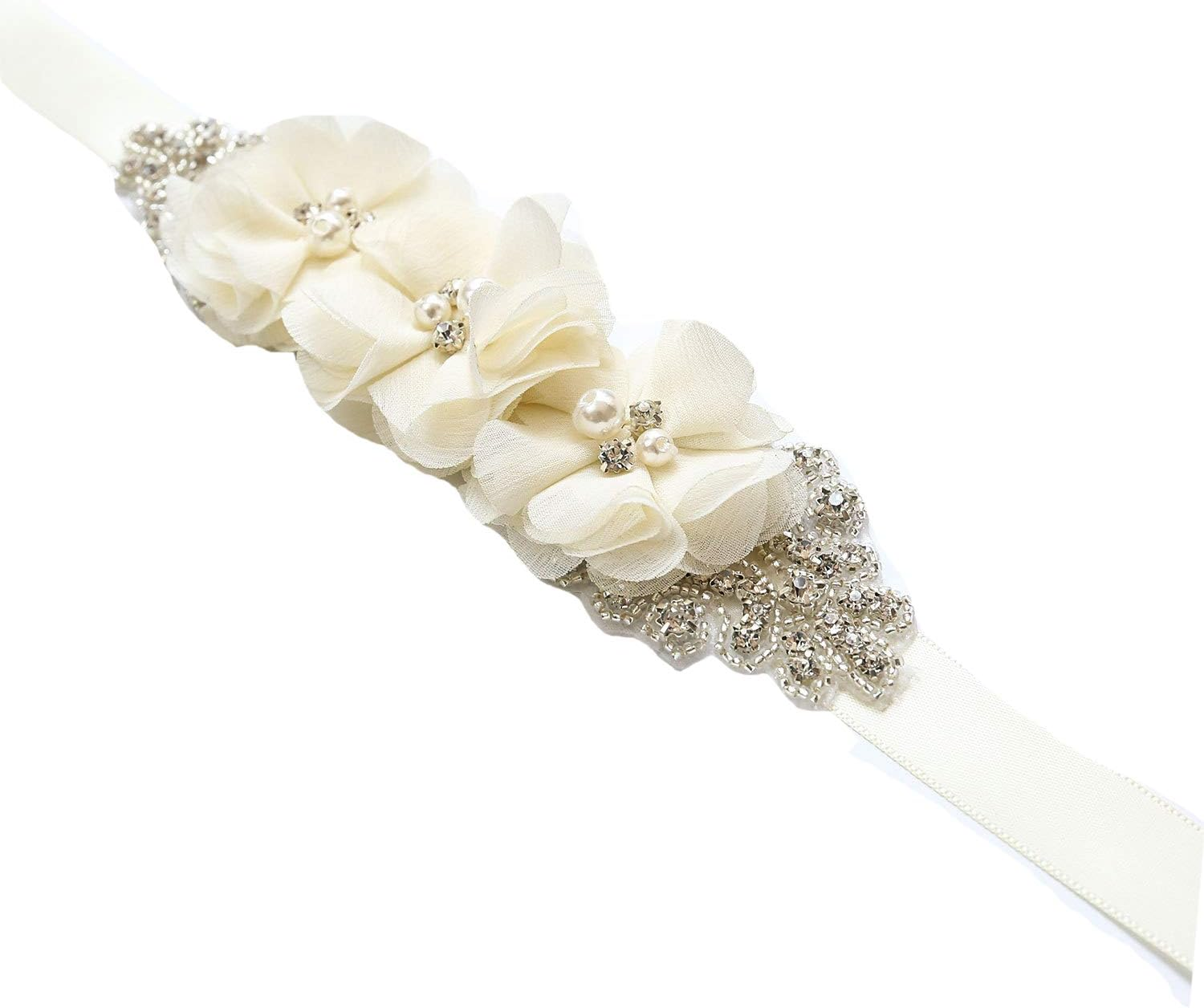 Bridesmaid and Flower Girls Sash Belt Bridal Wedding Maternity Baby Shower Sash - Ivory image number 3