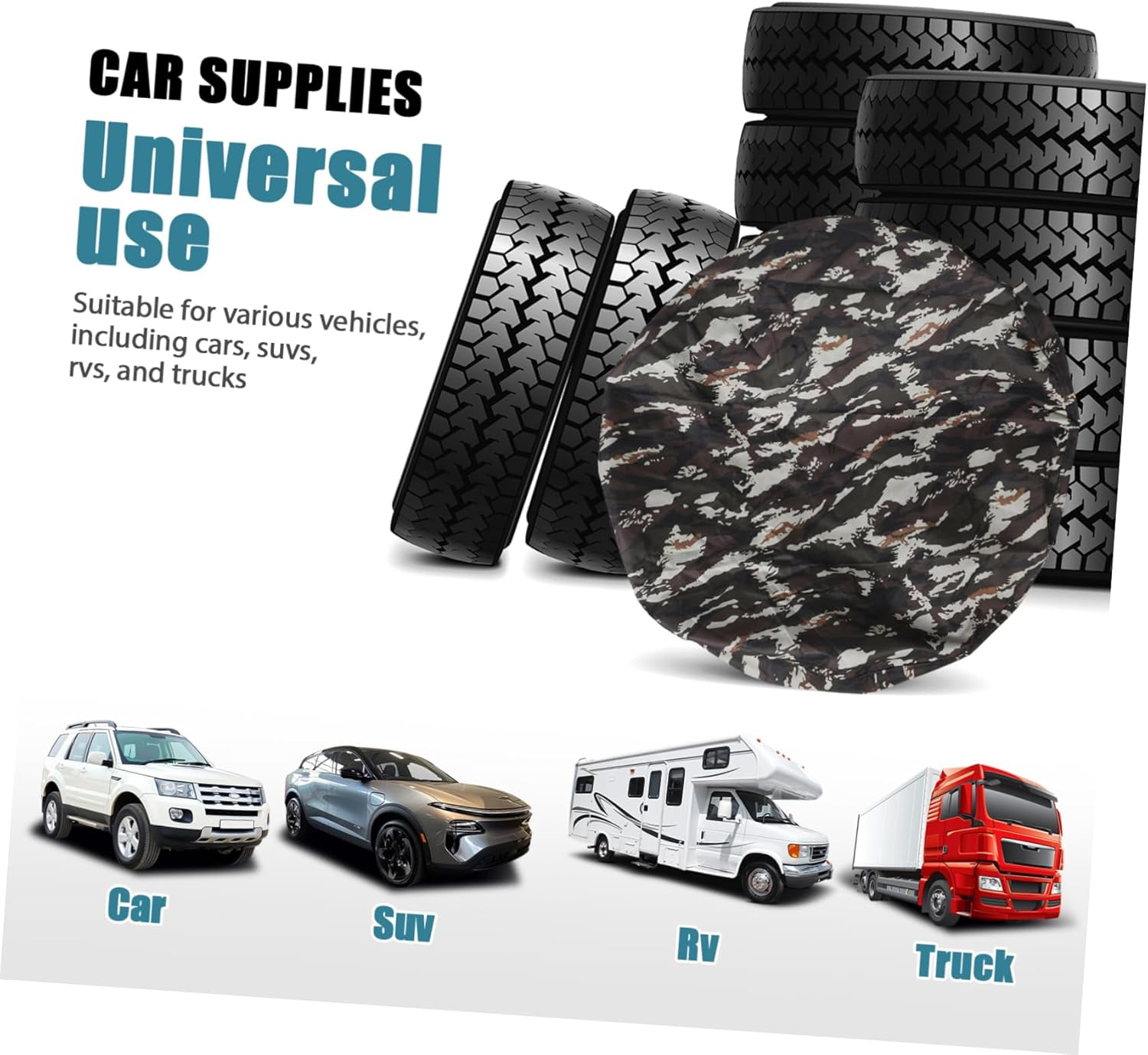 Beatifufu Spare Tire Wheel Protectors Oxford Cloth Camo Tire Cover Uv Protection Fit for SUV Rv Travel Outdoor image number 3