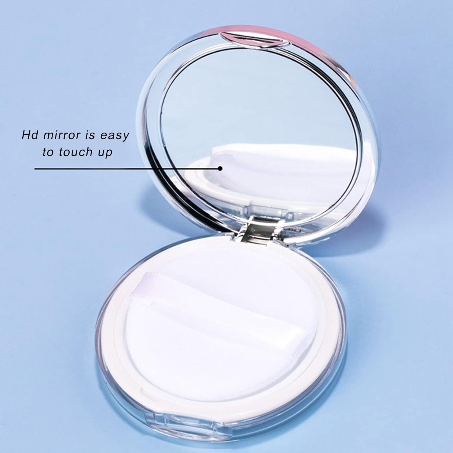 Ejoyous Portable Loose Powder Case (ABS Material) with Powder Puff/Mesh Sifter/Hd Mirror, Leak Proof Sealed Design, for Blush/Foundation Refill DIY Makeup Storage