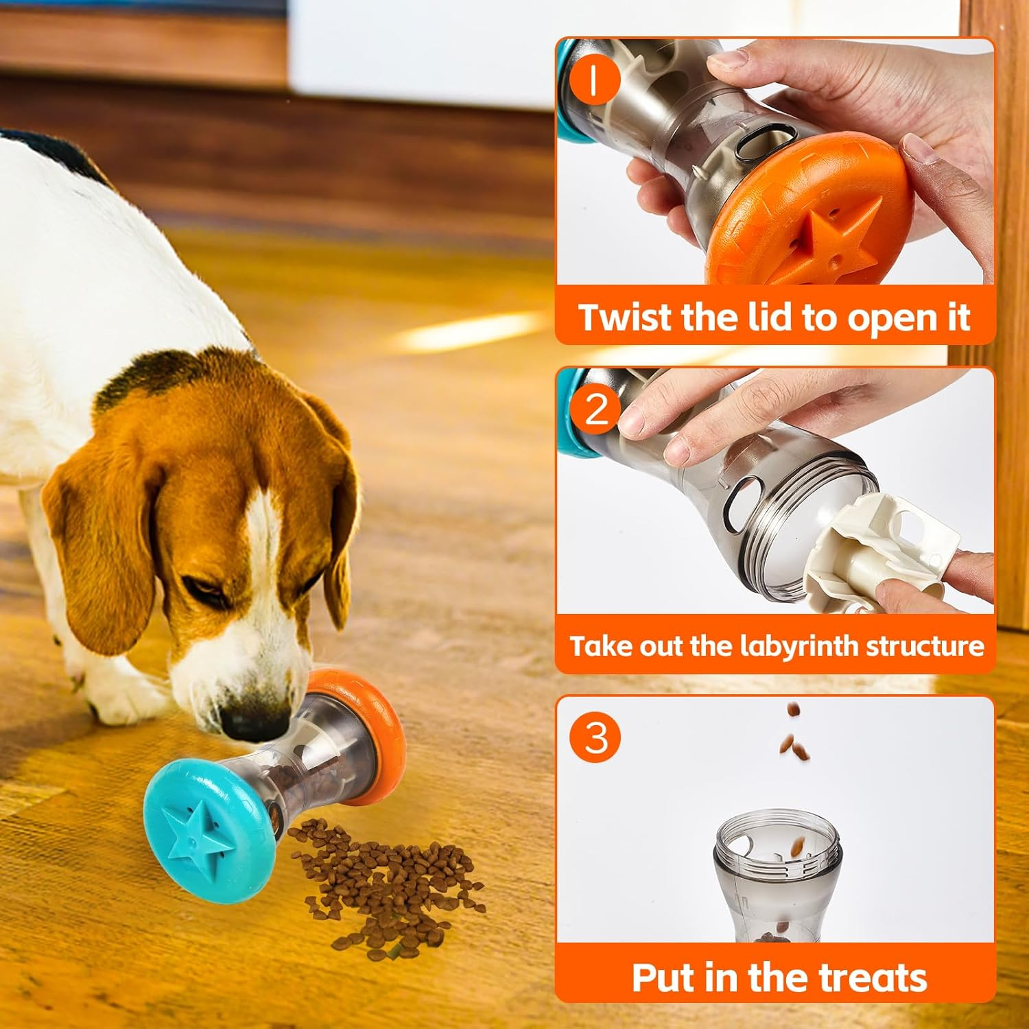 AUSCAT Dog Treat Dispensing Toy, Interactive Dog Puzzle Toys for Small and Medium Breeds, Slow Feeder, Enrichment Toys to Keep Them Busy, 2Pcs(Not for Aggressive Chewers)