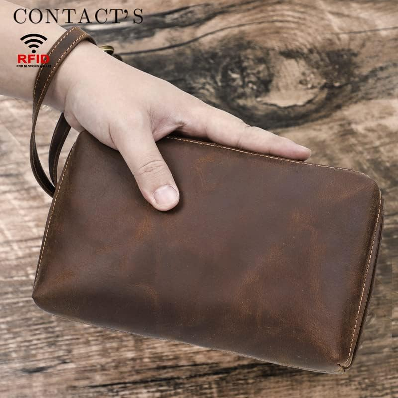 Generic Vintage Leather Mens Handbag, Business Handbag, Mobile Phone Storage Bag, Coffee, 21*4.5*12.5Cm, Coffee, 21*4.5*12.5Cm