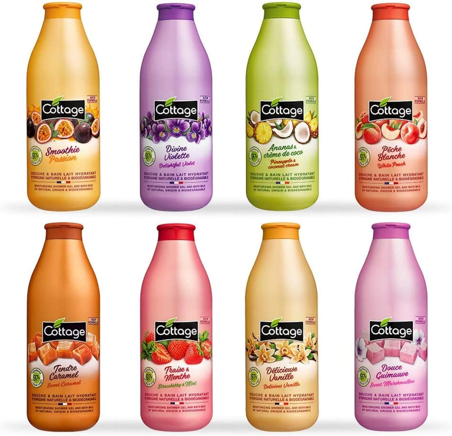 Cottage Bath & Shower Gel [Moisturising Milk] Purple 97% Ingredients of Natural Origin | 2 Bottles of 750 Ml image number 2