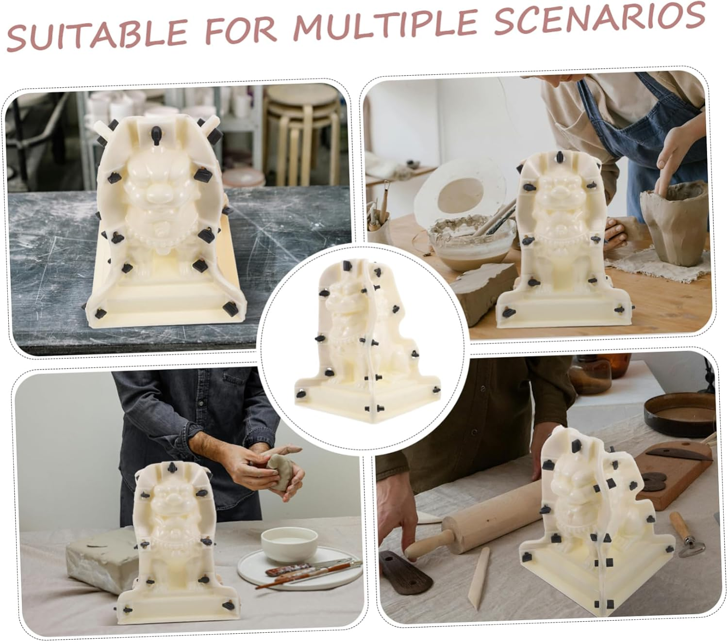 MERRYHAPY Roman Column and Stone Lion Concrete Mold for Walkways Outdoor Decor, Thickened Plastic Ball and Balustrade Forming Mold, Balcony Fence Post Caps DIY Landscaping Ornament image number 3