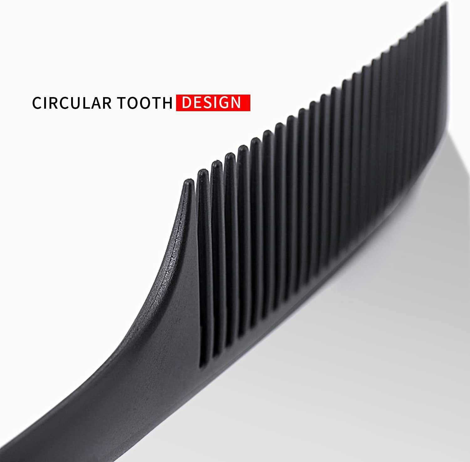 Large Tooth Detangling Comb Professional Handle Carbon Fiber Comb Cutting Hairdressing Comb Styling Essentials round Tooth Comb Barber Tooth Comb Travel Hair Comb for Men Women image number 4