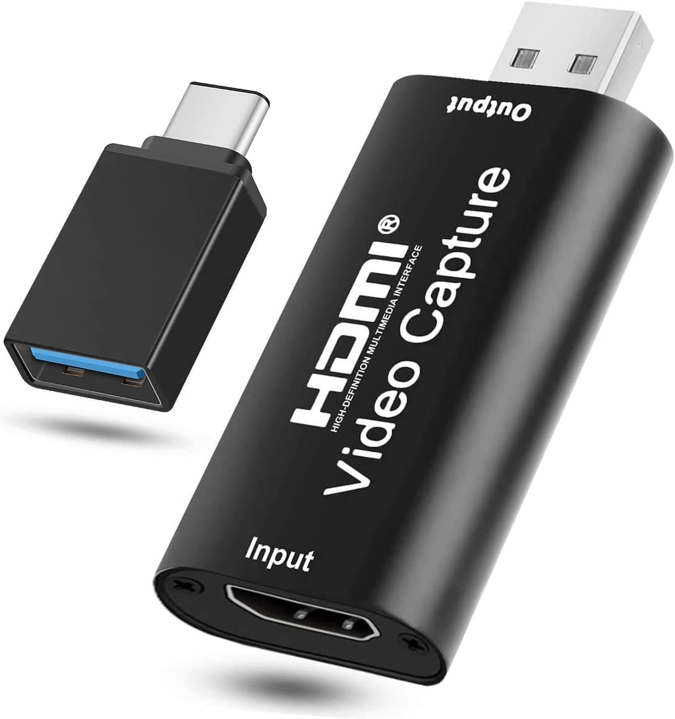 T Tersely 4K HDMI Portable Audio Video Capture Cards, HDMI to USB & USB-C 1080P Record via DSLR Camcorder for Windows Mac OS Macbook HD Acquisition, Live Broadcasting, Video Conference, Gaming