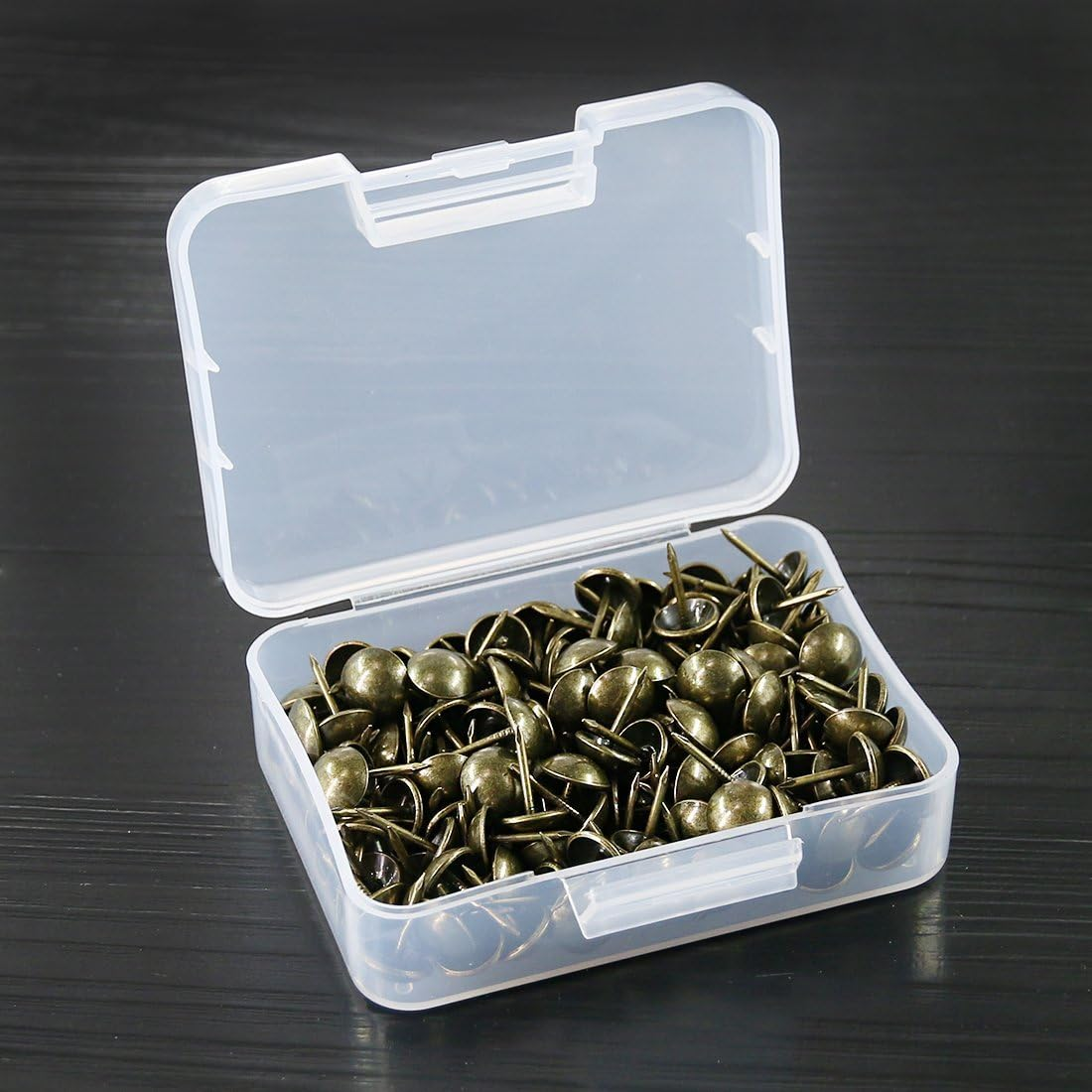 Hilitchi 200-Pieces 7/16''(11Mm) Antique Brass Tacks Bronze Nail Pins Upholstery Nail Tacks Furniture Thumb Tack Pins Assortment Kit (Bronze) - Bronze image number 6