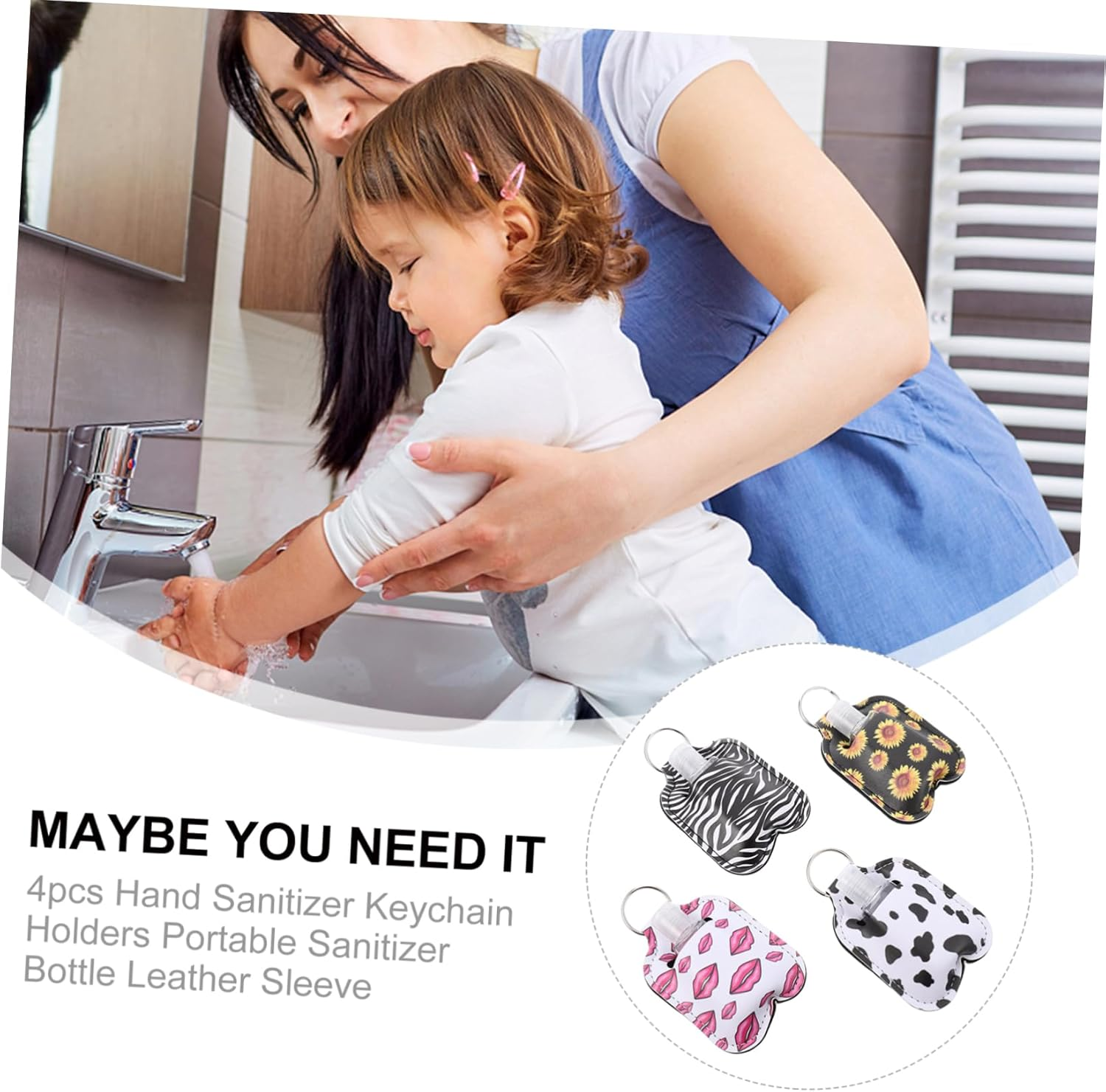 4Pcs Perfume Bottle Set Hand Sanitiser Bottle with Clip Mini Cosmetic Carrier Travel Bottle Covers Portable Hand Lotions Gel Locket Keychain Travel Bottles Liquid Suitcase Leather image number 4