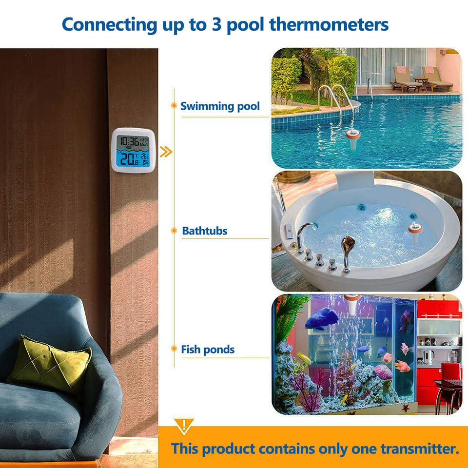Digital Pool Thermometer, Floating Easy Read, Large Size Water Thermometer for Cold Plunge, IPX8 Waterproof Water Temperature Thermometer for Hottub/Icebath/Swimmingpool/Spa/Aquarium/Pond image number 5