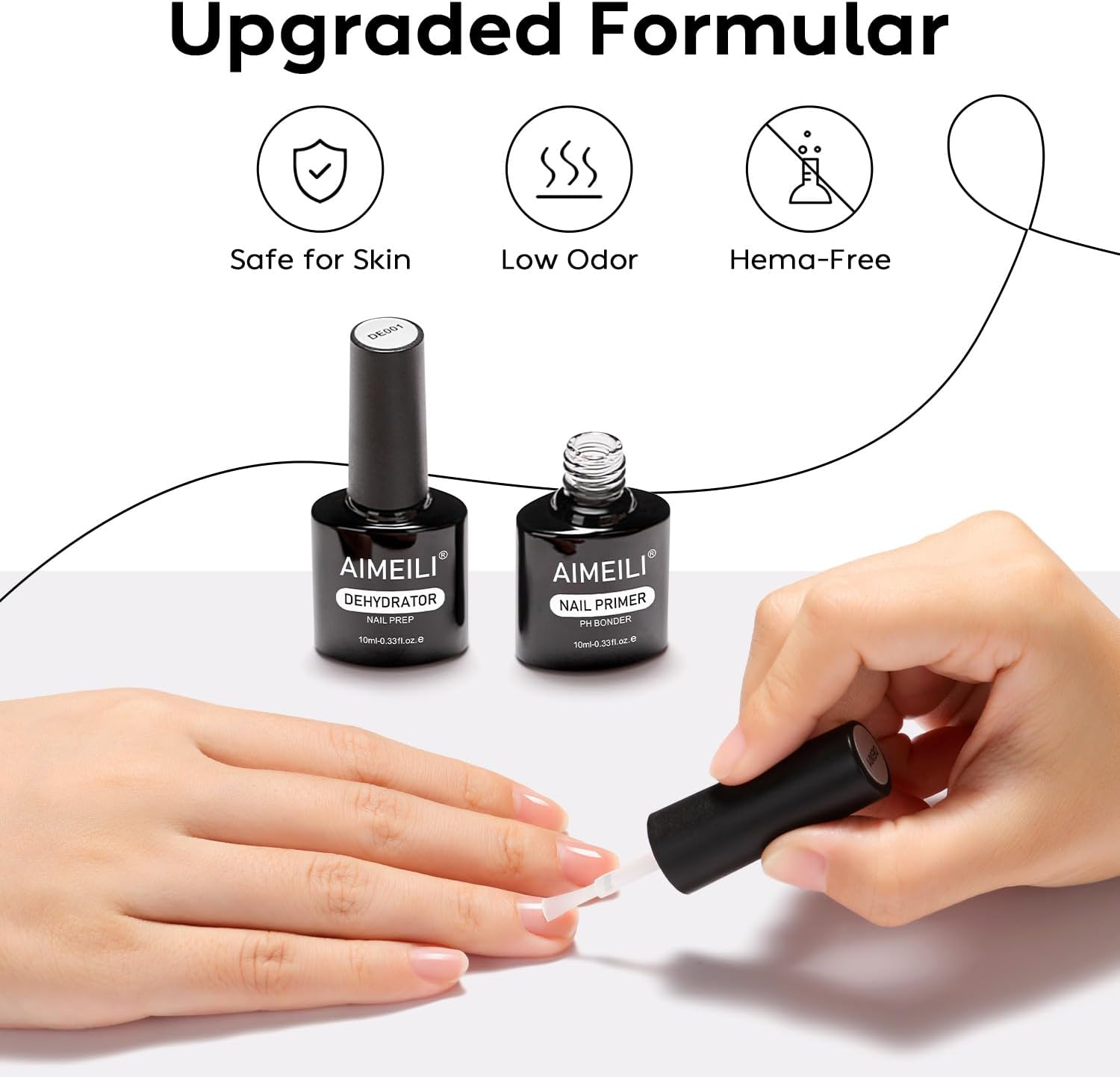 AIMEILI Nail Prep Bond Primer Quick Dry Nail Prep Dehydrator, UV LED Gel Foundation Bonding Primer for Nail Tips, Acrylic Powder and Builder Nail Gel 2X10Ml Set image number 3