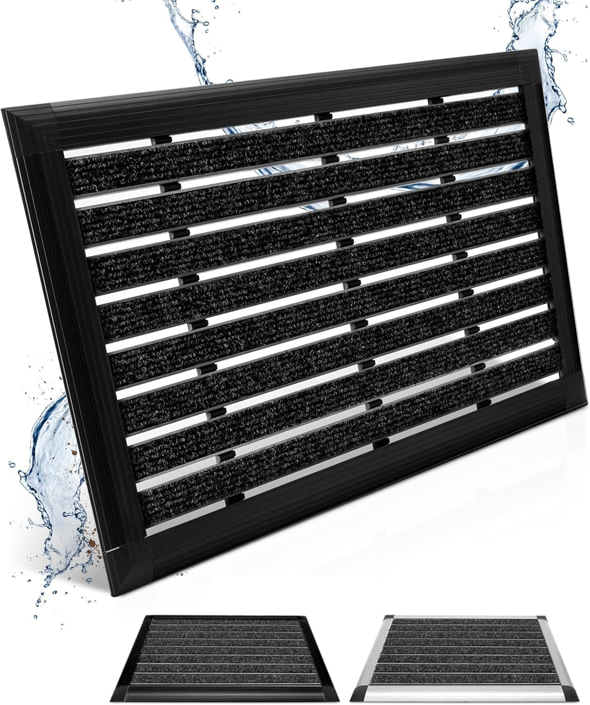 SOICARE Aluminium Front Door Mat (16"X27") outside Outdoor Entrance, Dirt Trapper Non-Slip Durable Shoe Scraper Outdoor Door Mats for outside Entry, Silver 40X60 CM