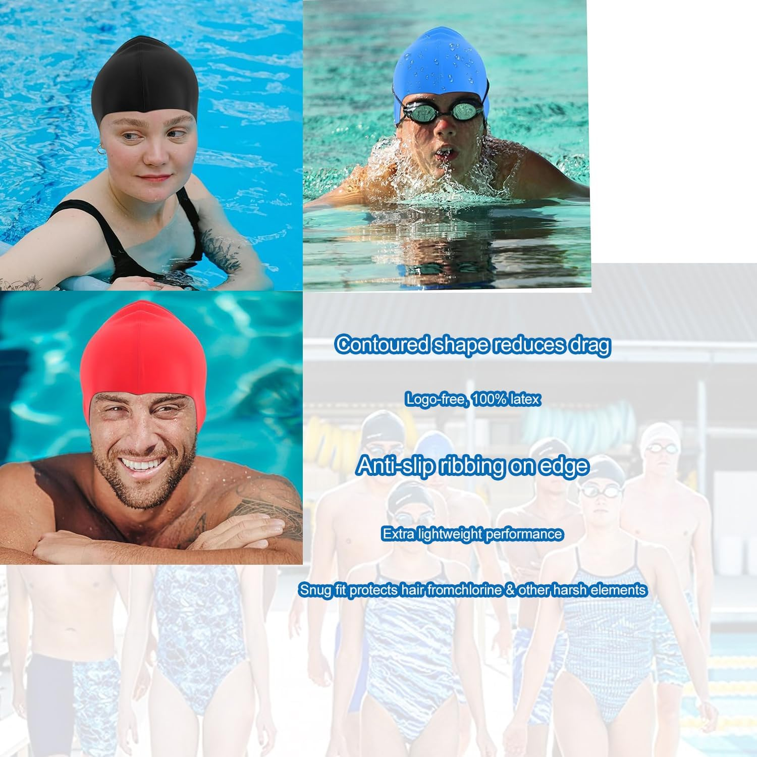 Silicone Swimming Cap Swimming Caps for Men Swim Cap Swimming Cap for Long Hair Novelty Silicone Cap Swim Hats for Women Swimming Cap for Men Bathing Cap image number 1