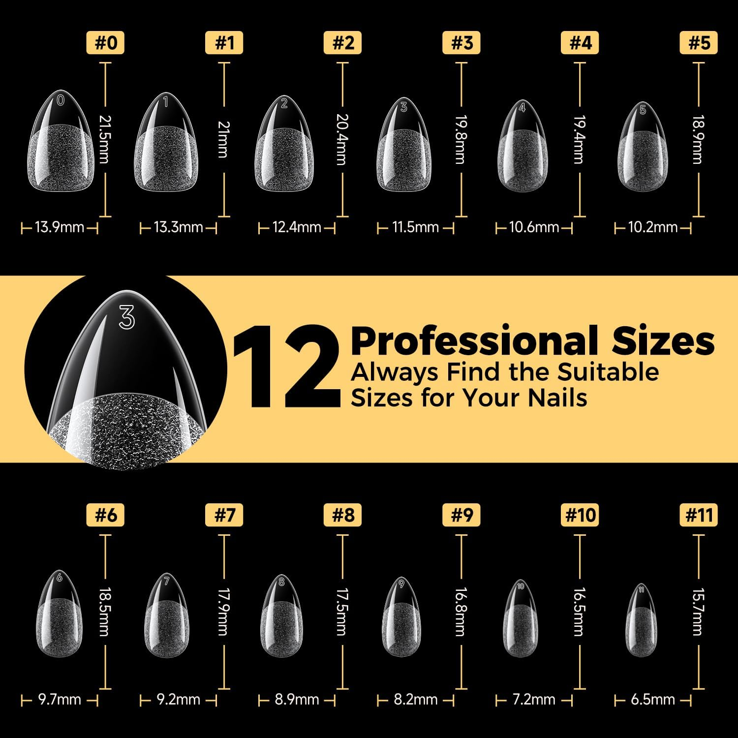 UNA GELLA Almond Nail Tips, Pre-Shape Short Almond Gel Nail Tips 240Pcs Full Cover Soft Gel Fake Nails No C Curve Press on Nails for Women Girl at Home DIY Salon with Box 12 Sizes image number 3