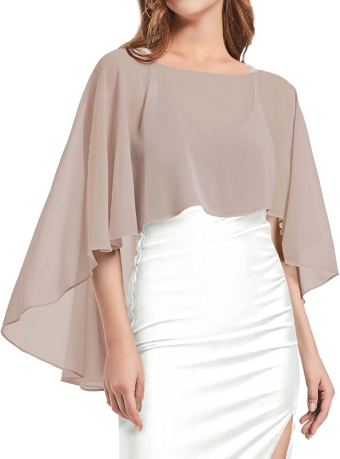 Womens Capelets Shawls and Wraps for Evening Dress Chiffon Capes Wedding Cover Up image number 6