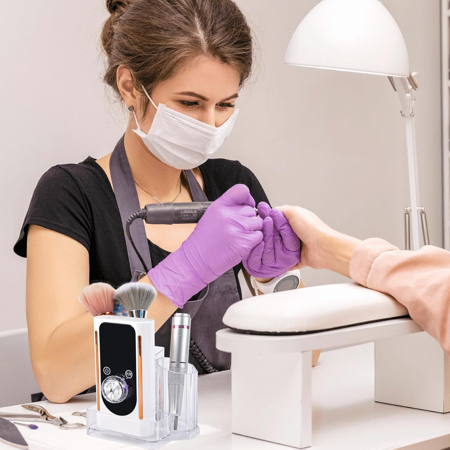 BQAN Nail Drill Holder Box Professional Organizers and Storage for Nail Tech, Nail Drill Stand Display Storage Nail Desk Organizer for Nail Lovers image number 2