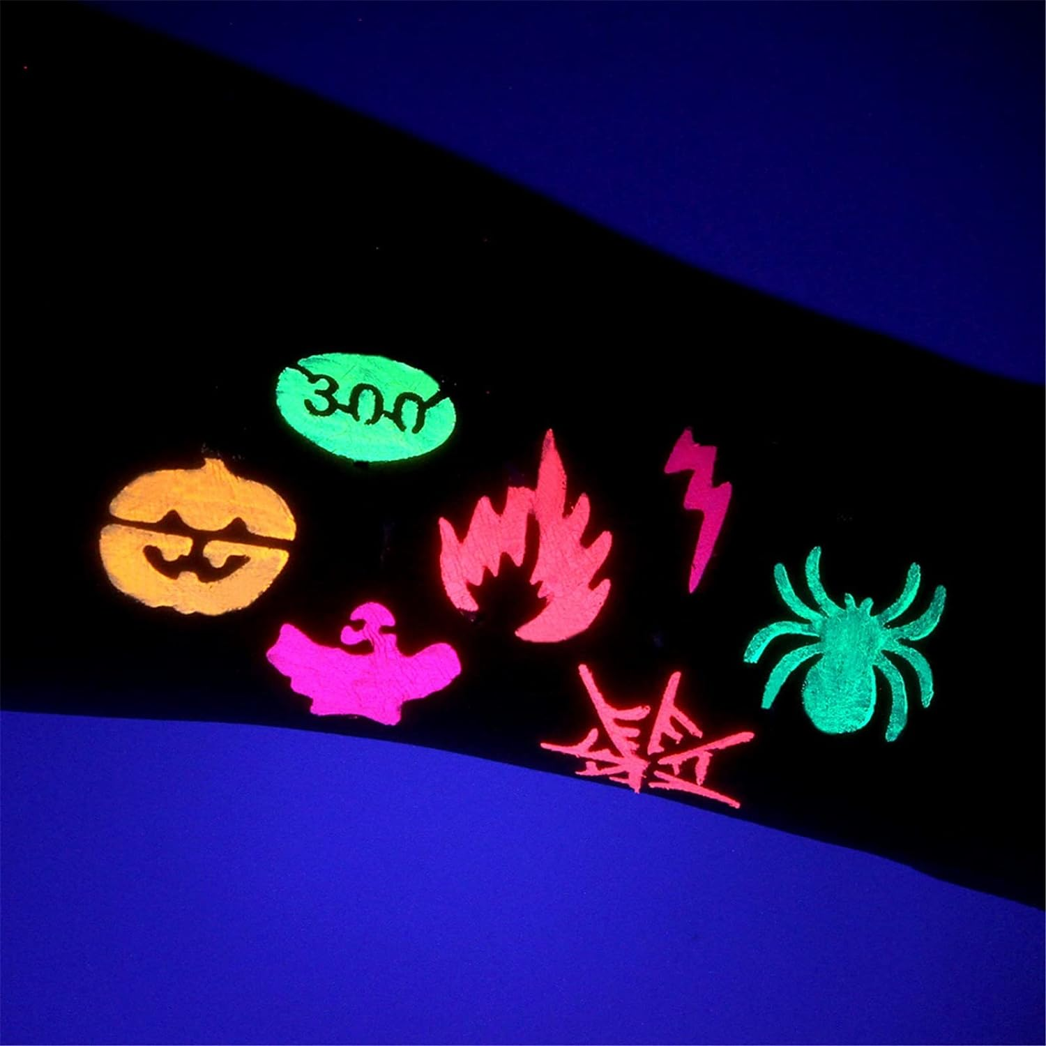 Roseflower 8 Colours UV Blacklight Neon Fluorescent Body Face Paint, 3Pcs Art Paint ,Glow in Dark Face Body Paint, Professional Non-Toxic Makeup Pallet Halloween FX Party Artist Fancy Adult Painting image number 4