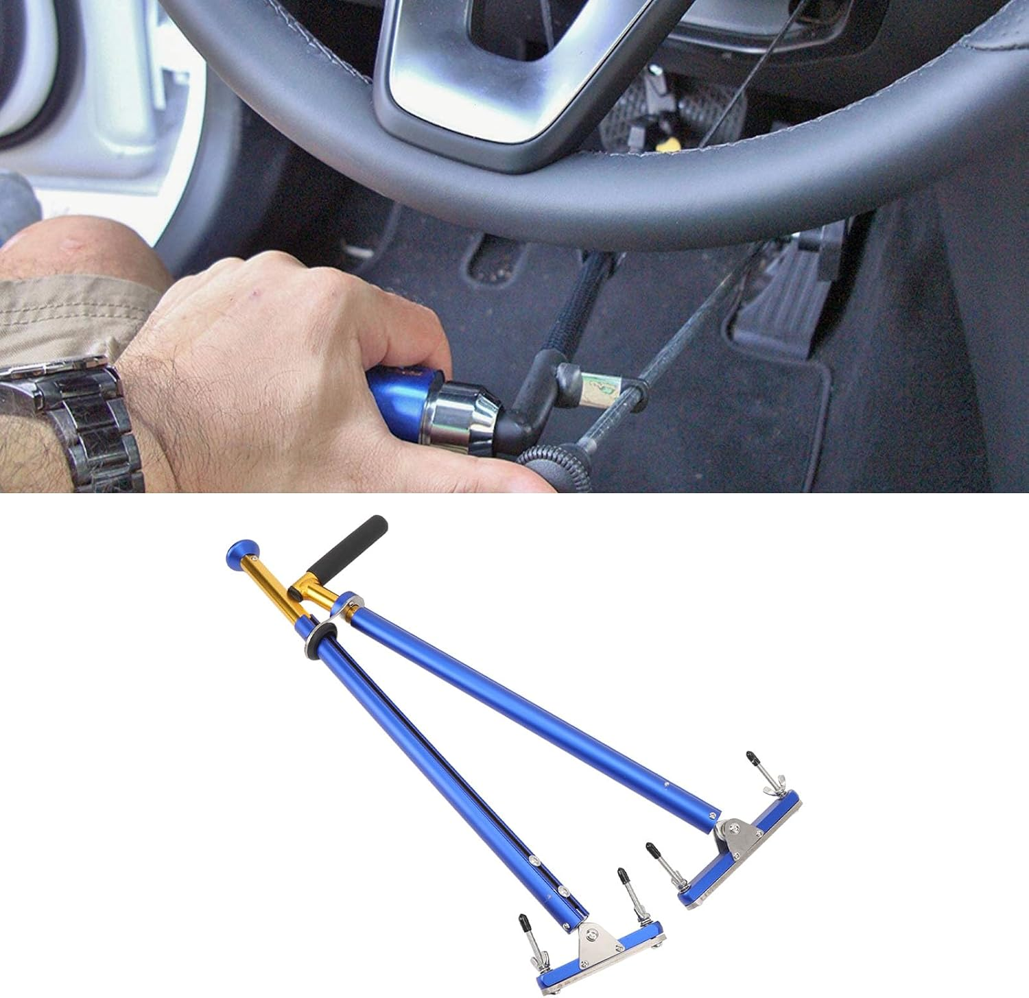 Bewinner Handicap Driving Hand Control | Metal Car Pedal Extenders | 34Inch Accelerator & 32Inch Brake Disabled Car Stickers for Disabled Car Driving image number 3