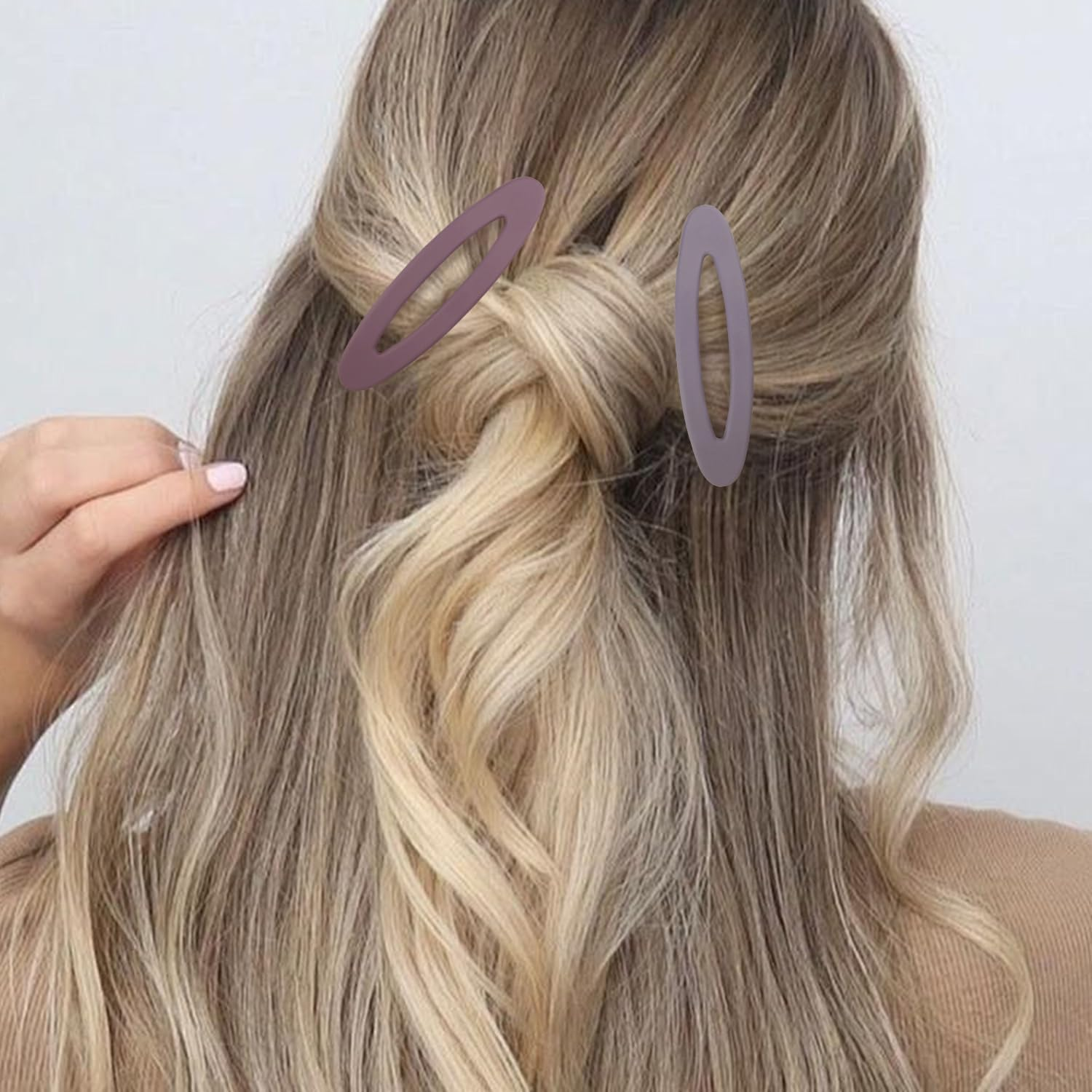 6Pcs 9Cm Large Snap Hair Clips Burgundy Matte Snap Hair Barrettes for Girls Women Hair Accessories (3 Color 02) image number 5