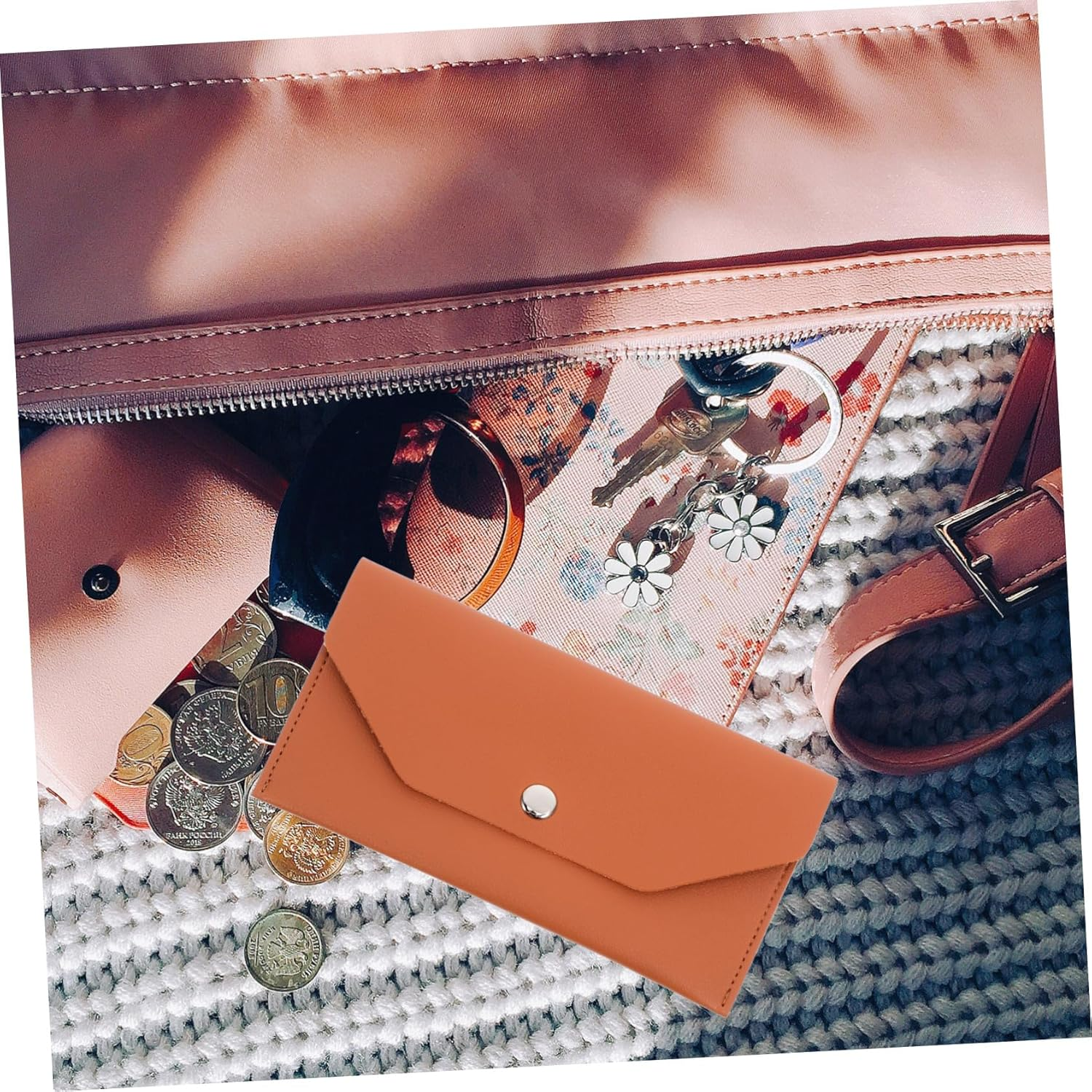 SOPOTUTU Card Organizer Money Envelope Passport Pouch Multiple Passport Holder Wallet - Brown image number 2