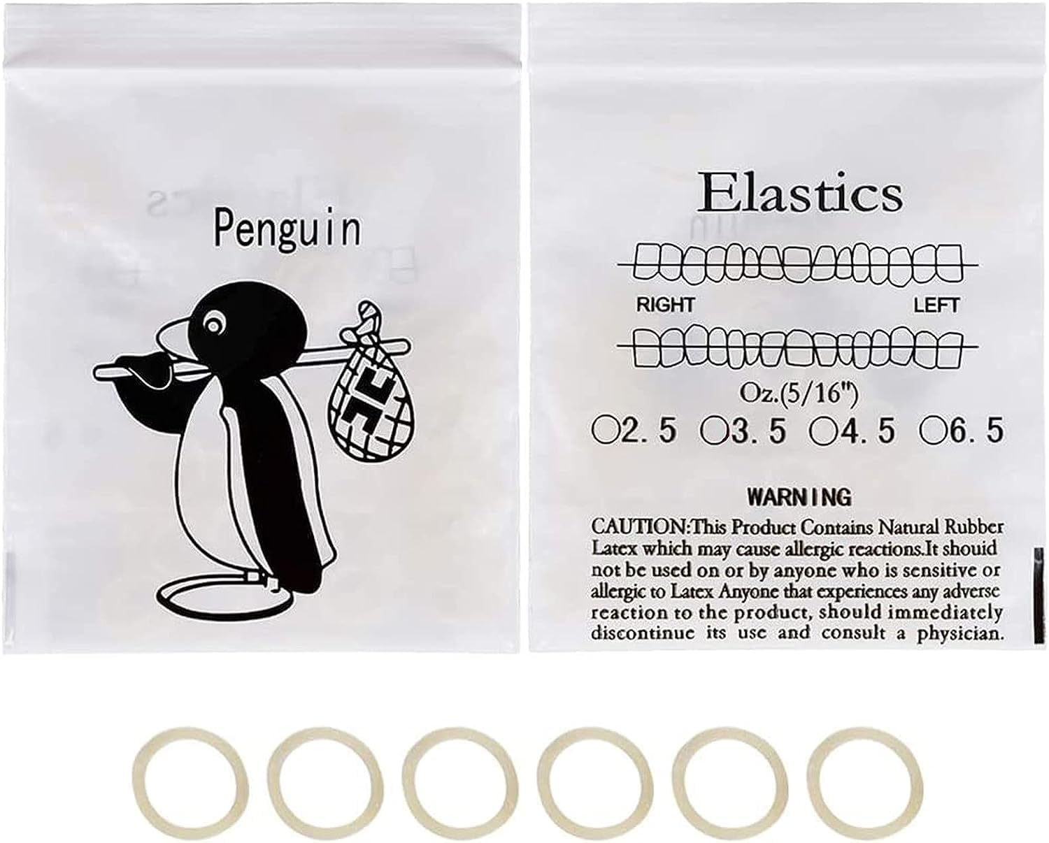 500 Pcs Orthodontic Elastic Bands Dental Orthodontic Elastics Latex Rubber Bands (Penguin5/16")