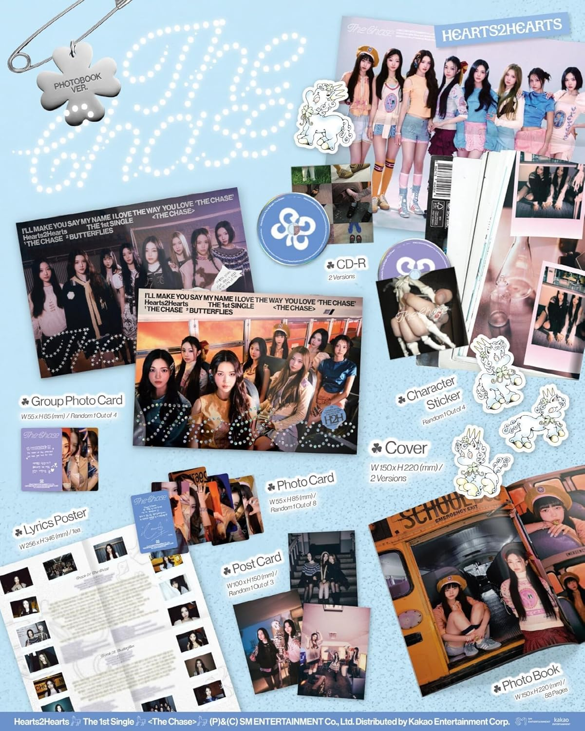 Hearts2Hearts the Chase 1St Single Album with Tracking Sealed H2H (Full Set(2Photo Book+2Mini Book+Package)) image number 4