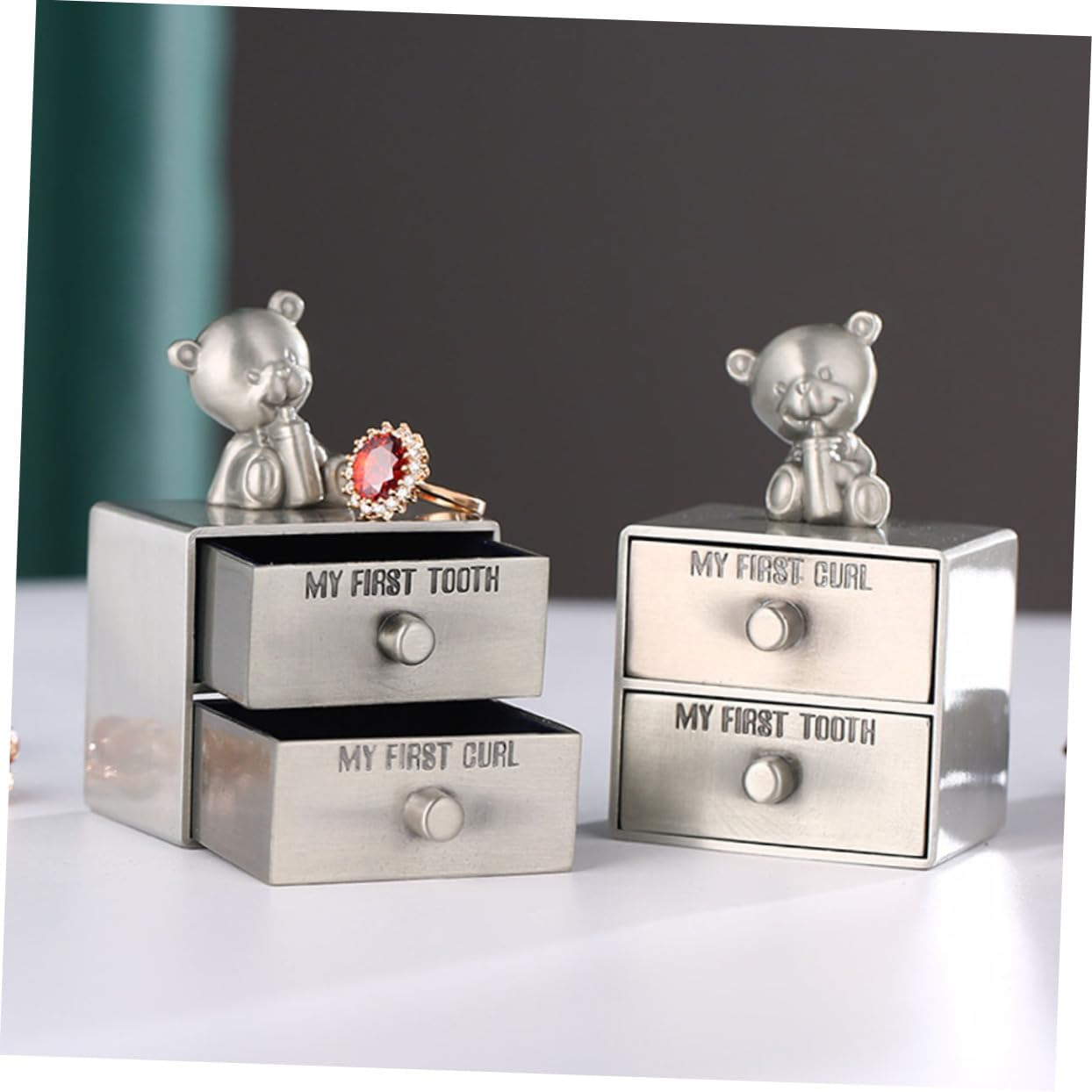 Minkissy Teeth Box Metal Tooth Holder Adorable Keepsake Box Storage Container Boys and Girls Girl image number 1