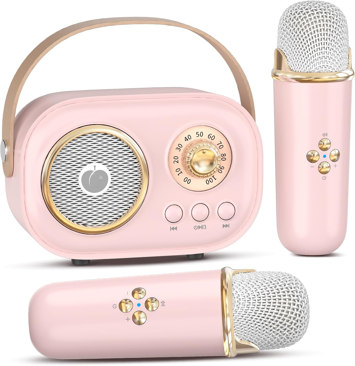 Mini Karaoke Machine for Kids Adults,Portable Bluetooth Speaker with 2 Wireless Microphones, Gifts Toys for Girls 3, 4, 5, 6, 7, 8+ Years Old Toddler Teens Birthday Family Home Party (White)