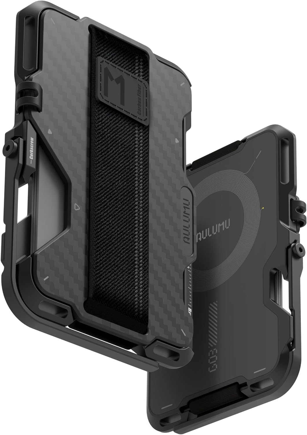 Aulumu G03 Transparently Magnetic Wallet Card Holder | Magnetic Wallet Compatible with Magsafe | Multi Function - Mobile Phone Stand/Grip | Bottle Opener | RFID Shielding Card - Translucent White